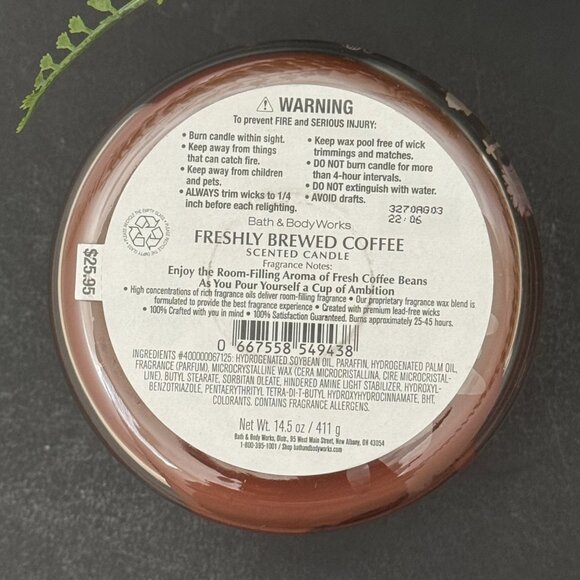 BBW Freshly Brewed Coffee Bath & Body Works 3 Wick Candle - Picture 10 of 10